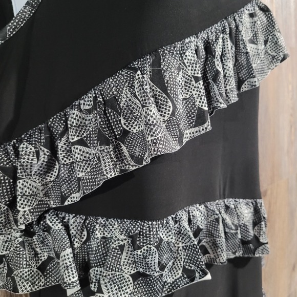 Tango Mango Ruffle Dress Size M Black Sleeveless Stretch Flowy Dancing Resort - Picture 5 of 10